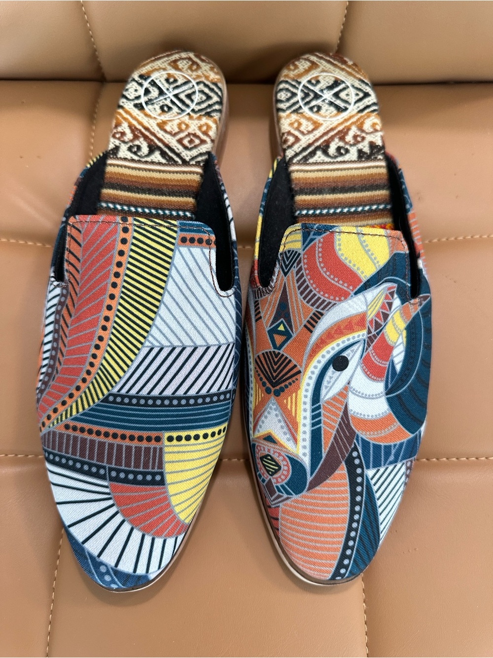 inkkas Multicolor Geometric Elephant Slip-On Flats